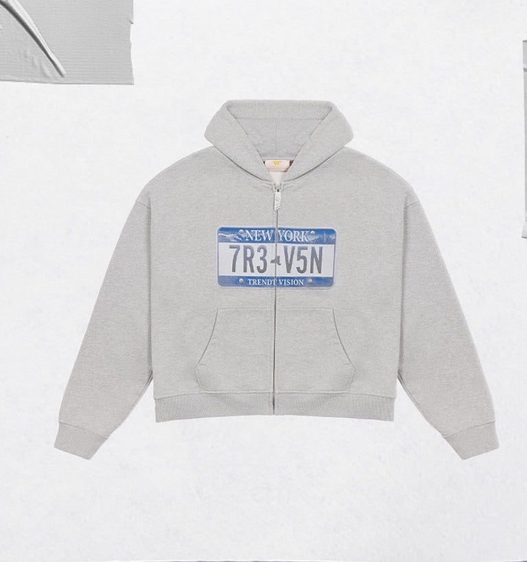 License Plate Zip-Up Hoodie