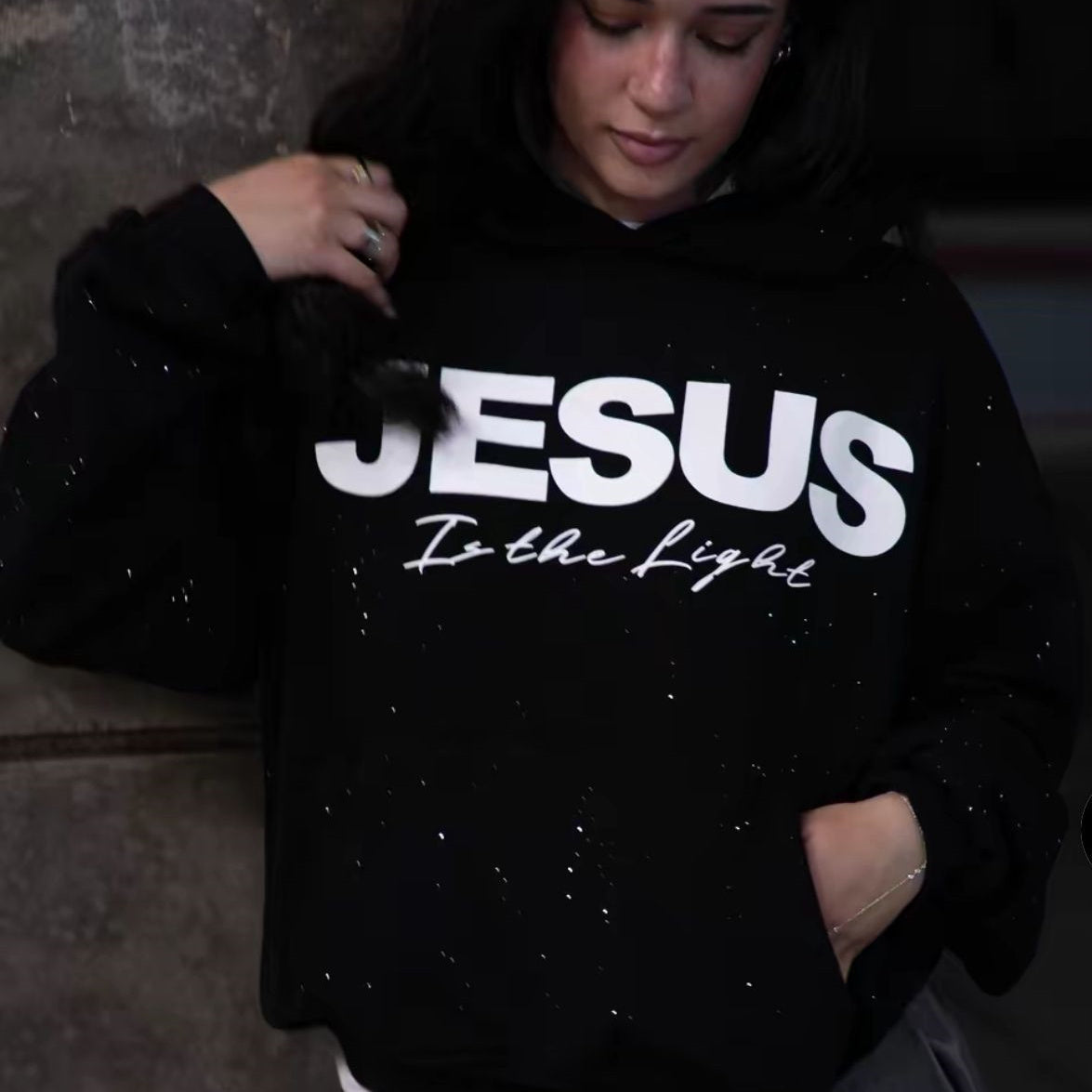 "Jesus is the Light" Rhinestone Hoodie