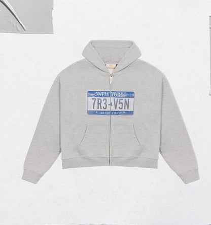 License Plate Zip-Up Hoodie