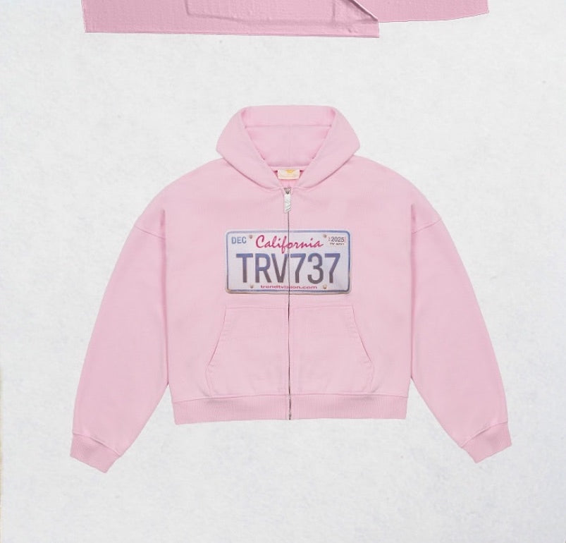 License Plate Zip-Up Hoodie