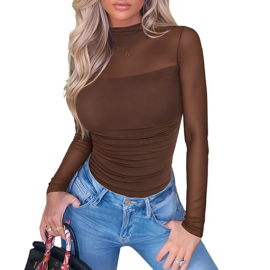 SheerSculpt™ Long Sleeve Mesh Bodysuit