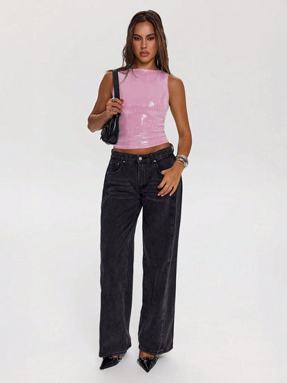 Chic Pink Sequin Top